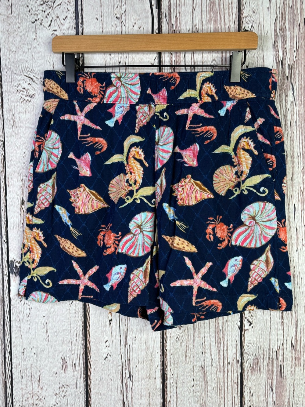 NWT Talbots Size Medium Pull-On Gauze Shorts Underwater World Sea Print Pockets